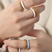 Enamel 18K Gold-Plated Open Ring Trendsi