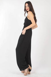 VERY J Pintuck Detail Woven Sleeveless Jumpsuit Trendsi