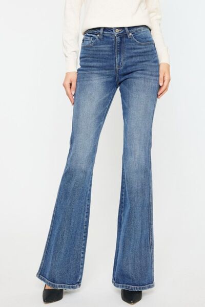 Kancan Cat's Whiskers High Waist Flare Jeans Trendsi