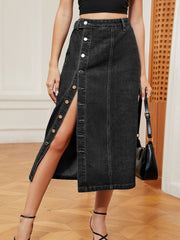 Button Down Denim Skirt Trendsi