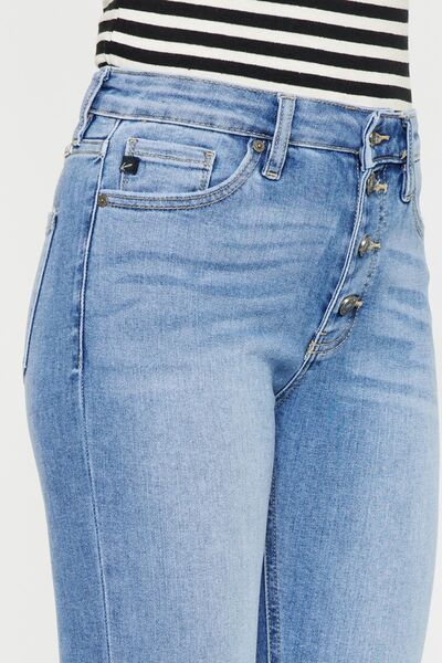 Kancan Distressed Cat's Whiskers Button Fly Jeans Trendsi