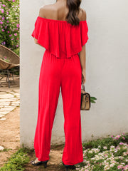 Off-Shoulder Wide Leg Jumpsuit Trendsi