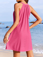 Eyelet Grecian Neck Mini Dress Trendsi