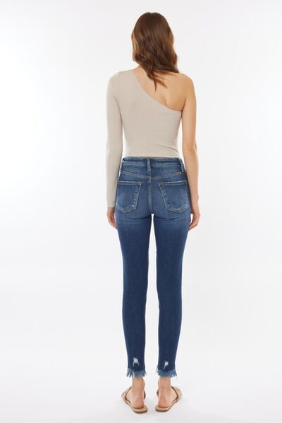 Kancan Raw Hem High Waist Cropped Jeans Trendsi