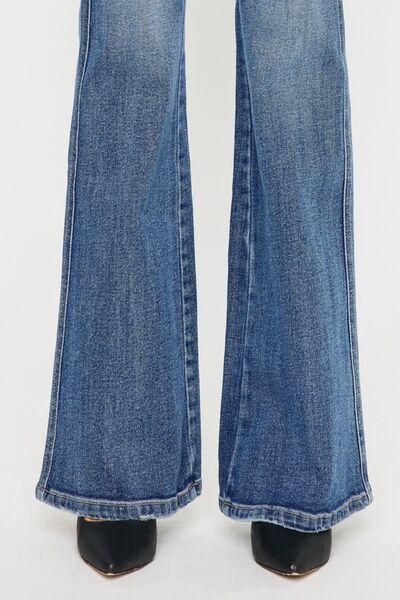 Kancan Cat's Whiskers High Waist Flare Jeans Trendsi