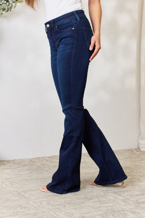 Kancan Full Size Mid Rise Flare Jeans Trendsi