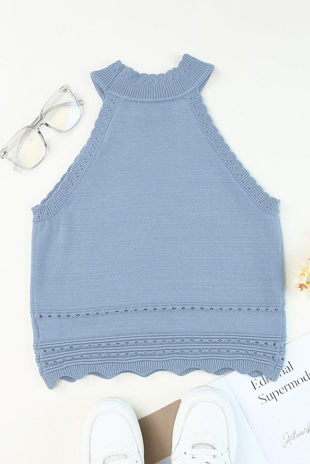 Eyelet Mock Neck Tank Trendsi