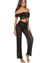 Cutout Drawstring High Waist Cover Up Swim Pants