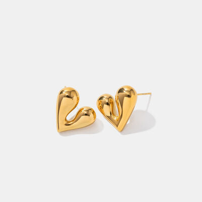 Heart Shape Stainless Steel Stud Earrings Trendsi