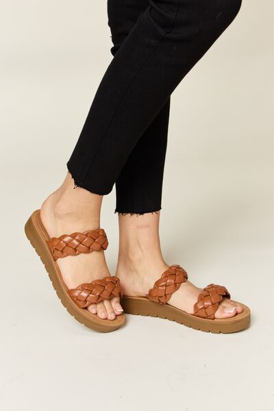 WILD DIVA Woven Dual Band Platform Sandals Trendsi