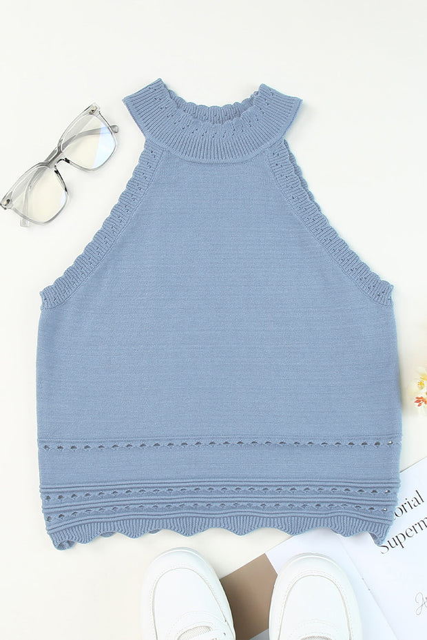 Eyelet Mock Neck Tank Trendsi