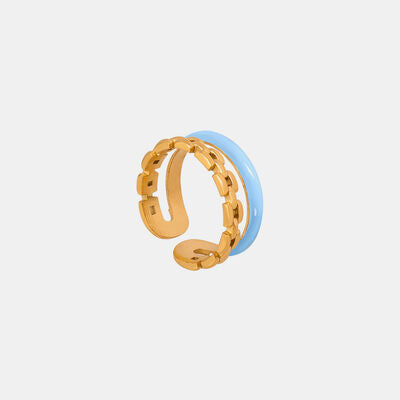 Enamel 18K Gold-Plated Open Ring Trendsi