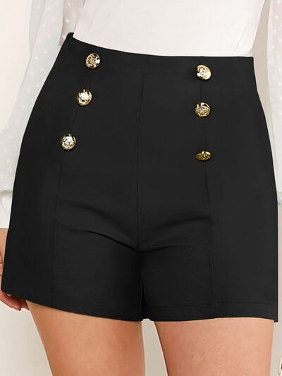 Decorative Button High Waist Shorts Trendsi