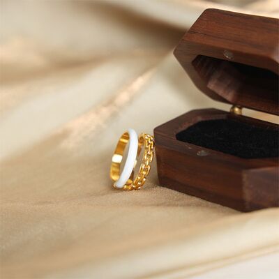 Enamel 18K Gold-Plated Open Ring Trendsi