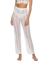 Cutout Drawstring High Waist Cover Up Swim Pants