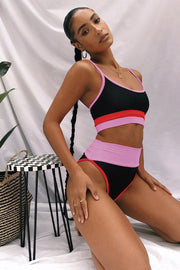 Color Block Spaghetti Strap Two-Piece Swim Set Trendsi