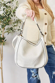 SHOMICO Weaved Vegan Leather Handbag Trendsi