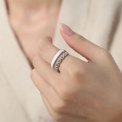 Enamel 18K Gold-Plated Open Ring Trendsi