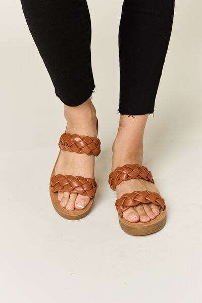 WILD DIVA Woven Dual Band Platform Sandals Trendsi