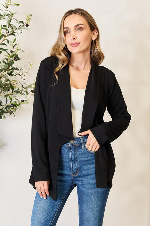 Heimish Full Size Open Front Long Sleeve Blazer Trendsi