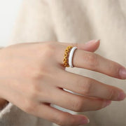 Enamel 18K Gold-Plated Open Ring Trendsi