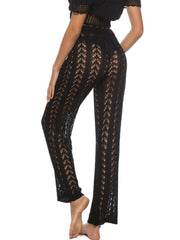 Cutout Drawstring High Waist Cover Up Swim Pants