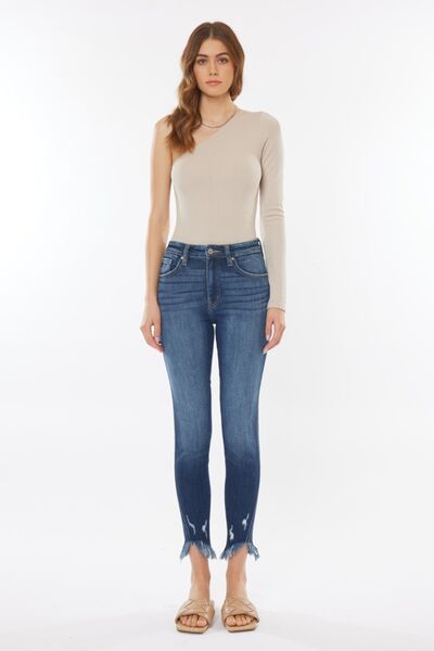 Kancan Raw Hem High Waist Cropped Jeans Trendsi