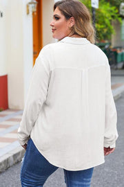 Plus Size Button Up Long Sleeve Shirt Trendsi