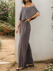 Off-Shoulder Wide Leg Jumpsuit