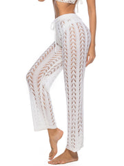 Cutout Drawstring High Waist Cover Up Swim Pants