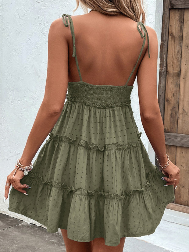 Frill Spaghetti Strap Tiered Dress Trendsi