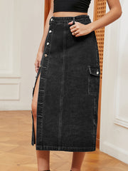 Button Down Denim Skirt Trendsi