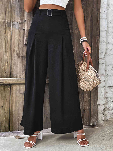 Ruched High Waist Wide Leg Pants Trendsi