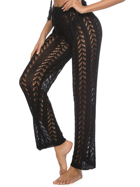 Cutout Drawstring High Waist Cover Up Swim Pants