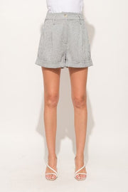 And The Why Pin Striped High Waist Rolled Shorts Trendsi