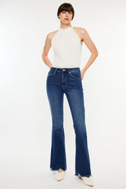 Kancan Cat's Whiskers Raw Hem Flare Jeans Trendsi