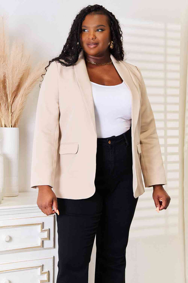 Double Take Shawl Collar Long Sleeve Blazer Trendsi