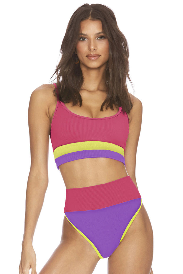 Color Block Spaghetti Strap Two-Piece Swim Set Trendsi