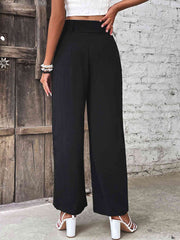 Ruched High Waist Straight Leg Pants Trendsi