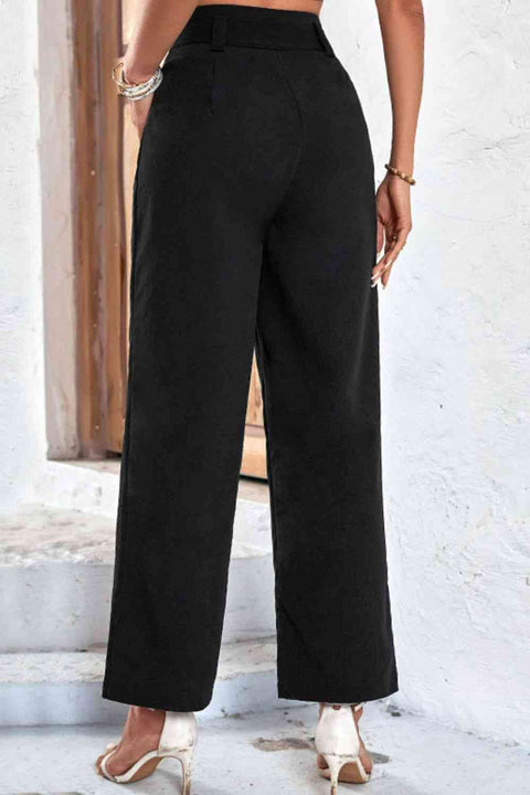 Belted High-Rise Wide Leg Pants Trendsi