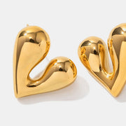 Heart Shape Stainless Steel Stud Earrings Trendsi