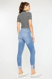 Kancan Distressed Cat's Whiskers Button Fly Jeans Trendsi